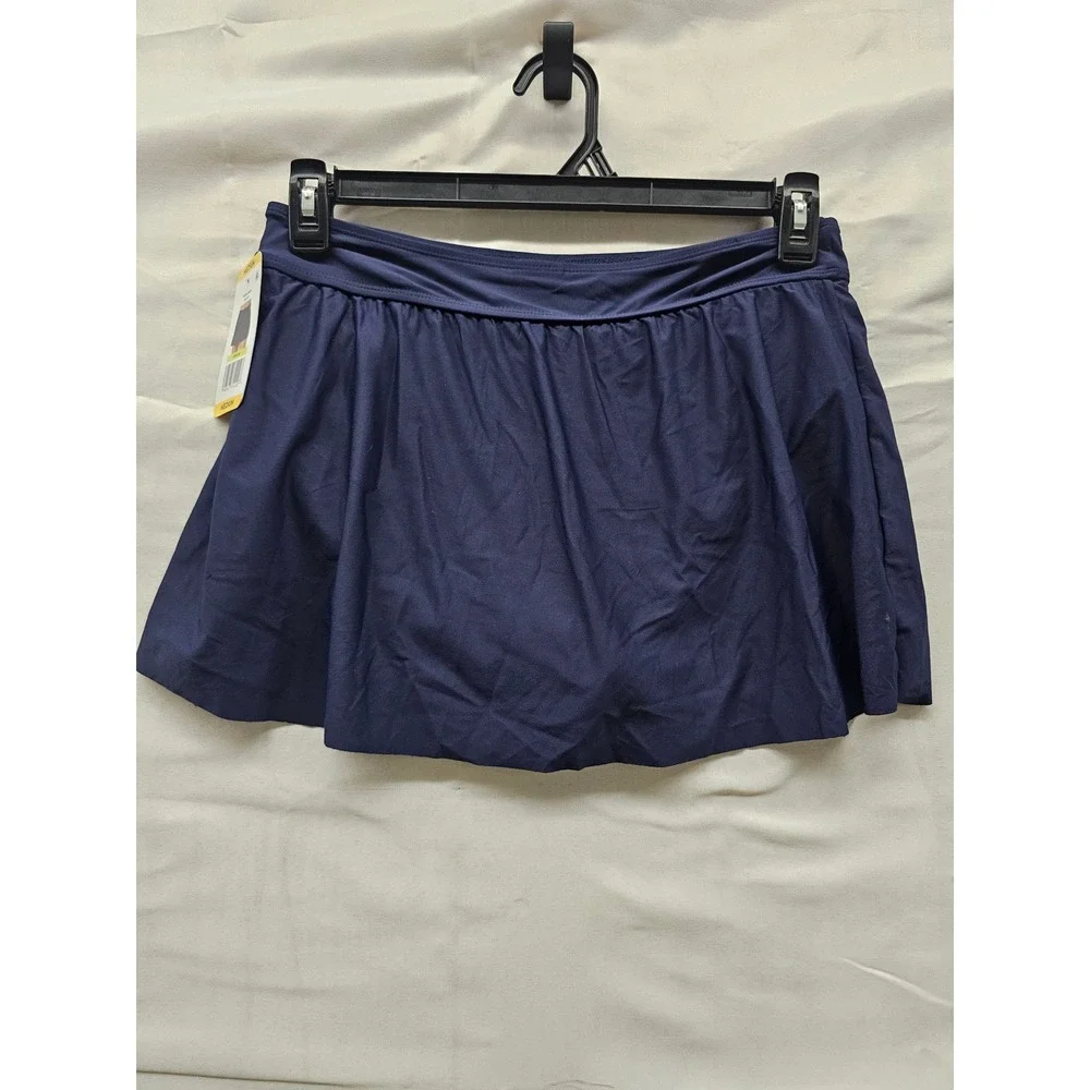 Anne Cole Womens Swim Skirt Navy Nylon Blend UPF 50 Beach Casual Size Medium